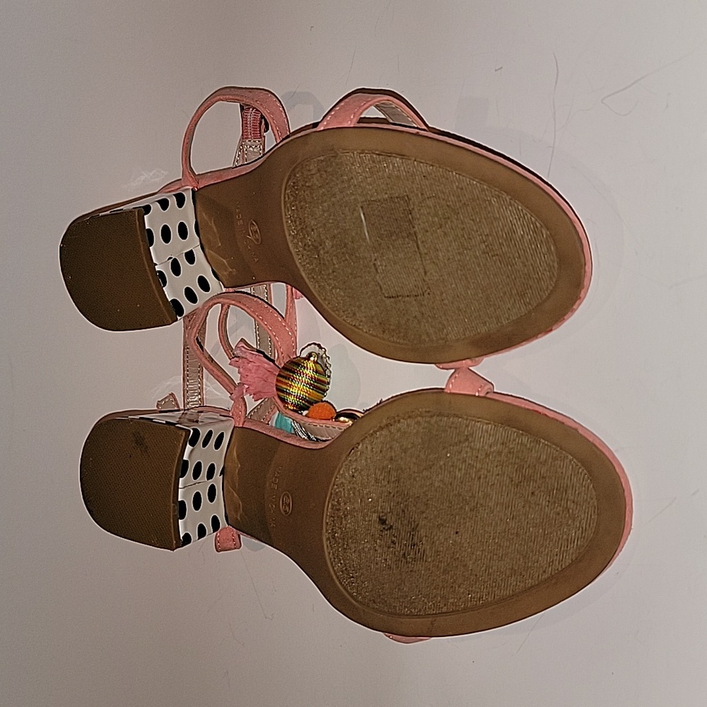 BETSEY JOHNSON DYNAH EMBELLISHED BLOCK HEEL SANDALS - Picture 6 of 12